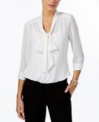 Ny Collection Petite Tie-neck Bow Blouse
