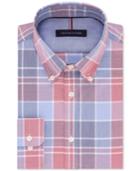 Tommy Hilfiger Men's Slim-fit Soft Touch Non-iron Performance Red And Blue Plaid Dress Shirt