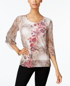 Jm Collection Embellished Printed Top, Created For Macy's
