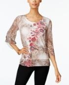 Jm Collection Embellished Printed Top, Created For Macy's
