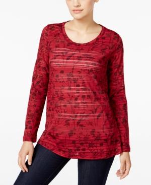 Style & Co. Burnout Floral-print Top, Only At Macy's
