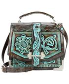 Patricia Nash Turquoise Tooled Stella Small Flap Shoulder Bag