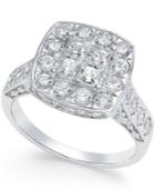 Diamond Square Cluster Ring (1-1/2 Ct. T.w.) In 14k White Gold