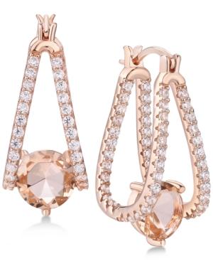 Cubic Zirconia Captured Hoop Earrings In Sterling Silver