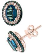 Effy London Blue Topaz (2-1/6 Ct. T.w.) & Diamond (3/8 Ct. T.w.) Stud Earrings In 14k Rose Gold