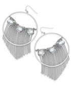 Thalia Sodi Silver-tone Stone And Fringe Gypsy Hoop Earrings, Only At Macy's