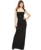 Calvin Klein Cap-sleeve Sequin Ruched Gown