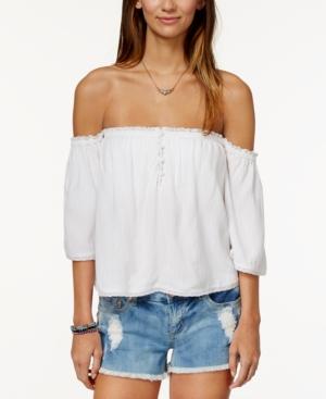 O'neill Juniors' Justina Crochet-trim Off-the-shoulder Top