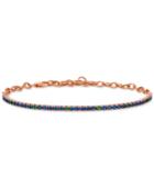 Le Vian Sapphire (1-1/3 Ct. T.w.) & Tsavorite (1/5 Ct. T.w.) Link Bracelet In 14k Rose Gold