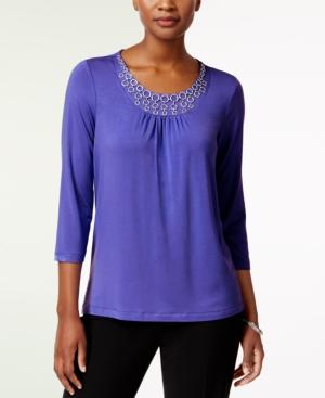 Alfred Dunner Starburst Embellished Top