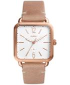 Fossil Women's Micah Beige Leather Strap Watch 32x32mm