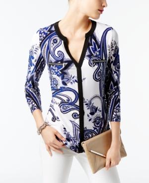 Inc International Concepts Printed Zipper Top, Created For Macy's