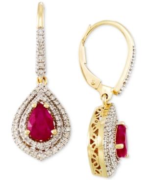 Rare Featuring Gemfields Certified Ruby (3/10 Ct. T.w.) And Diamond (2/5 Ct. T.w.) Drop Earrings In 14k Gold