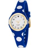 Kate Spade New York Women's Rumsey White And Navy Polka Dot Silicone Strap Watch 30mm 1yru0839