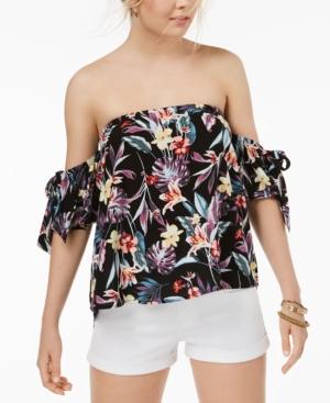 Gypsies & Moondust Juniors' Off-the-shoulder Tie-sleeve Top
