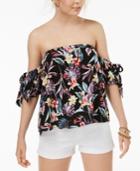 Gypsies & Moondust Juniors' Off-the-shoulder Tie-sleeve Top