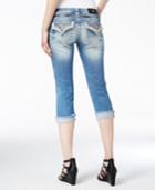 Miss Me Embroidered Medium Blue Wash Cropped Jeans