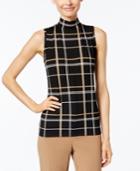 Charter Club Plaid Mock-neck Shell, Only At Macy's