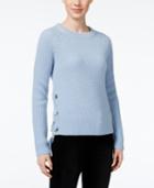 Bar Iii Long-sleeve Lace-up Sweater, Only At Macy's
