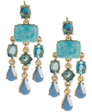 Carolee Gold-tone Blue Stone Chandelier Earrings