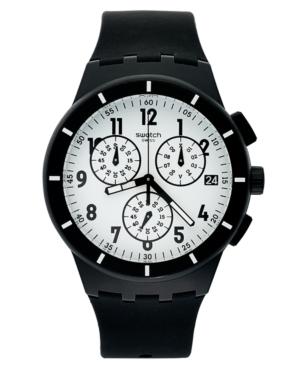 Swatch Watch, Unisex Swiss Chronograph Twice Again Black Silicone Strap 42mm Susb401