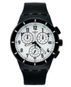 Swatch Watch, Unisex Swiss Chronograph Twice Again Black Silicone Strap 42mm Susb401