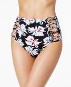 Bar Iii Vintage Printed Lace-up High-waist Bikini Bottoms, Only At Macy's Women's Swimsuit