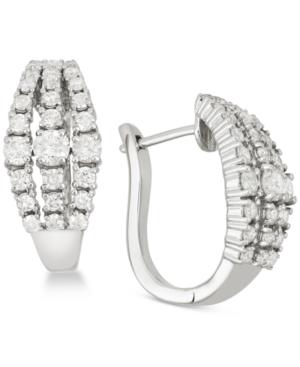 Diamond Three-row Hoop Earrings (1-1/2 Ct. T.w.) In 14k White Gold