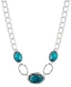 Jones New York Silver-tone Oval Stone Collar Necklace