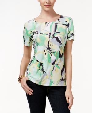 Jm Collection Textured Tee, Water Floral