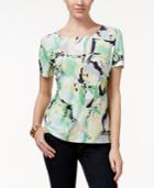 Jm Collection Textured Tee, Water Floral