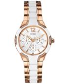 Guess Women's White Silicone And Rose Gold-tone Steel Bracelet Watch 36mm U0556l3