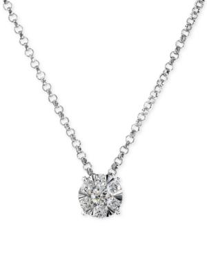 Effy Diamond Cluster Necklace (1/4 Ct. T.w.) In 10k White Gold