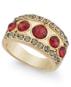 Inc International Concepts Gold-tone Pave Red Stone Ring, Created For Macy's