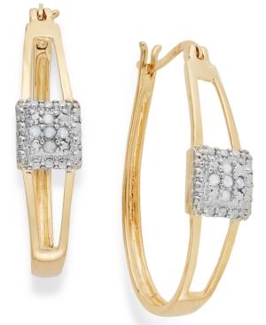 Victoria Townsend Diamond Oval Hoop Earrings In 18k Gold Over Sterling Silver (1/10 Ct. T.w.)