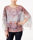 Style & Co. Printed Poncho Top, Only At Macy's