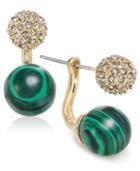 Charter Club Gold-tone Green Stone And Crystal Earring Jackets, Only At Macy's