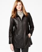 Jones New York Topstitched Leather Coat