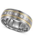 Triton Men's Diamond Ring, Tungsten Carbide Diamond Stripe Wedding Band (1/6 Ct. T.w.)