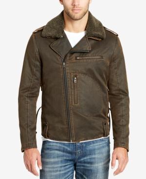 William Rast Men's Faux Fur Lining And Fleece-collar Jacket