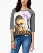 Juniors' Star Wars Chewbacca Graphic Baseball T-shirt From Mighty Fine
