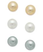Pearl Earrings Set, Sterling Silver Cultured Freshwater Pearl Stud Earrings
