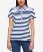 Tommy Hilfiger Striped Chambray-collar Polo, Created For Macy's