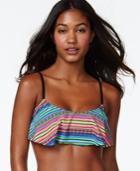 Hula Honey Multi-stripe Flounce Bikini Top Women's Swimsuit
