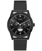 Guess Men's Traditional Moonphase Black Stainless Steel Mesh Bracelet Watch 42mm U0869g1