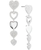 Givenchy Silver-tone Pave Heart Linear Drop Earrings