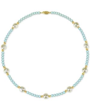 Cultured Freshwater Baroque Pearl (10-11mm) And Aquamarine (36 Ct. T.w.) 18 Necklace In 14k Gold