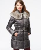 Betsey Johnson Faux-fur-collar Belted Puffer Coat
