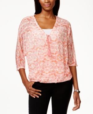 Jpr Printed Pointelle-knit Banded Top