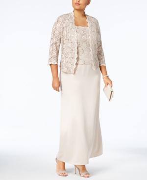 Alex Evenings Plus Size Sequin-lace Gown And Jacket
